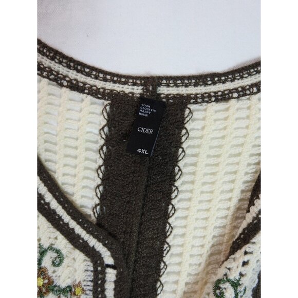 Cider Crochet Embroidered Sheer Sleeve Crop Top Size 4XL Lace Boho - Picture 9 of 15